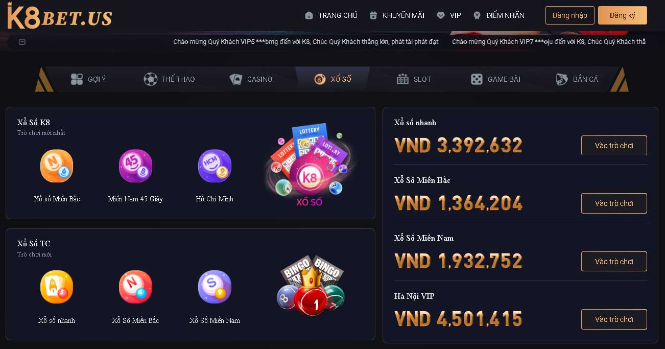 Xổ số k8bet